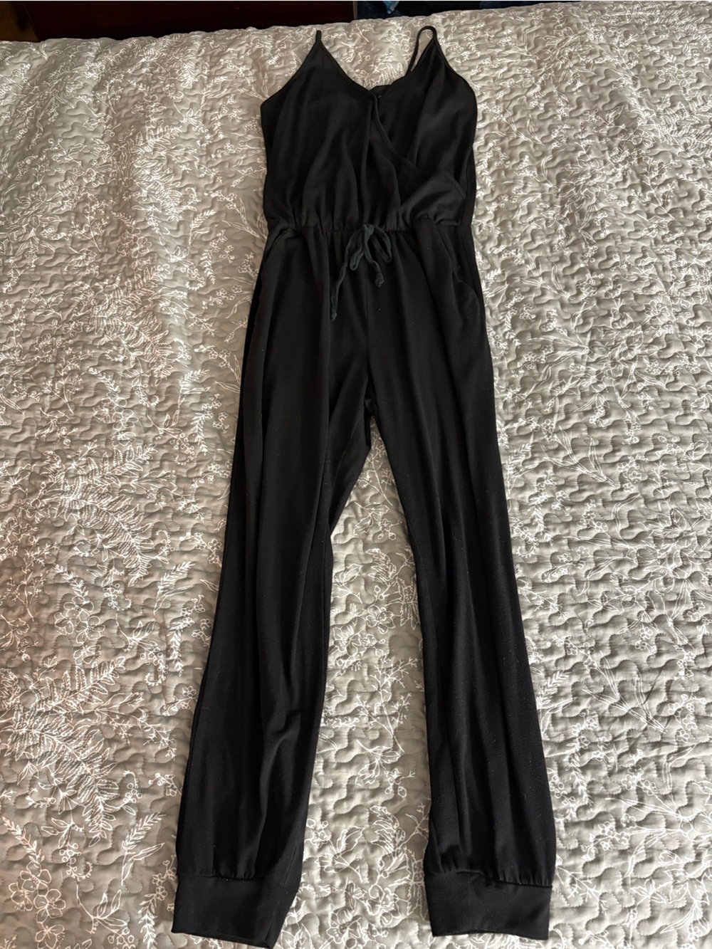 Black Sleeveless Jumpsuit with Drawstring Waist